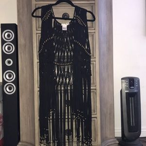 Black Fringe Cover Up